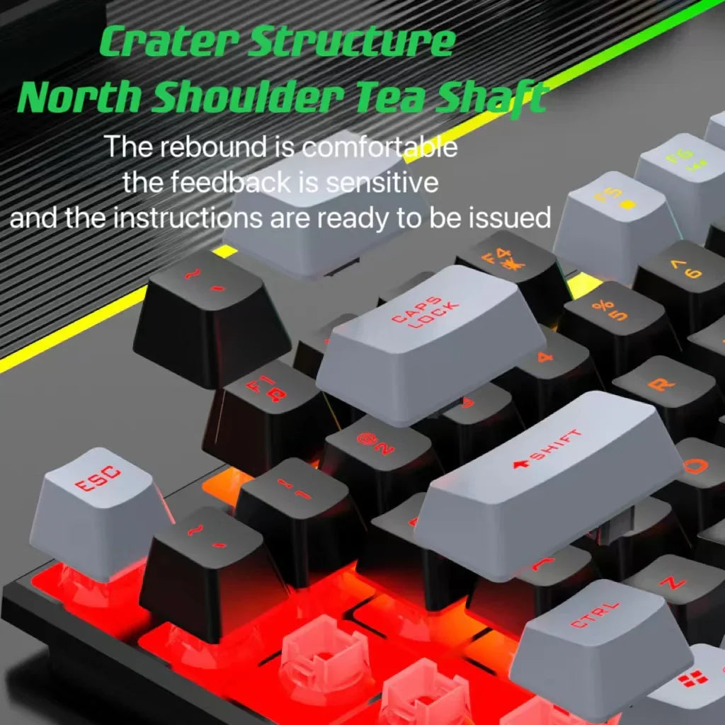 Wired Keyboard and Mouse Set - USB Luminous Mechanical Keyboard & Mouse Set for PC