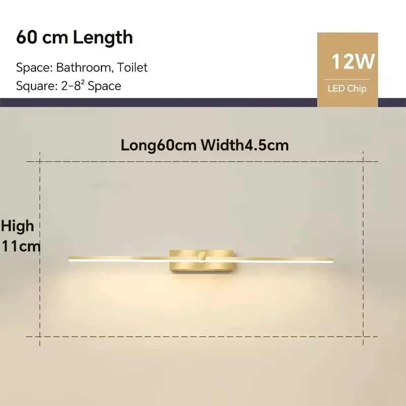 Modern LED Bathroom Mirror Light Three Colors Wall Lamp