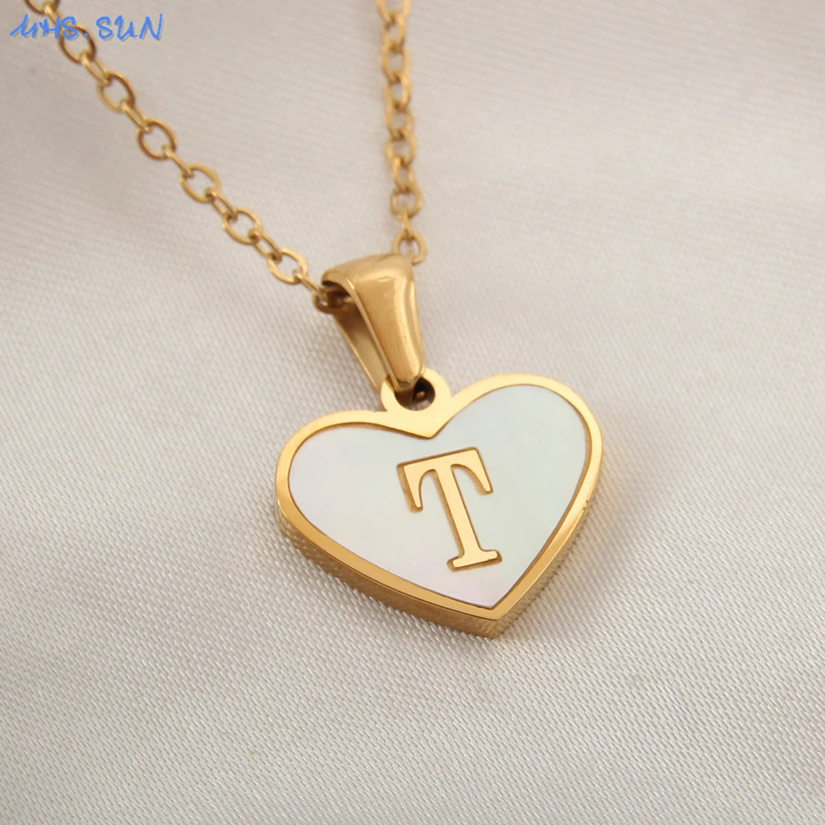 Heart Shell Initial Necklace
