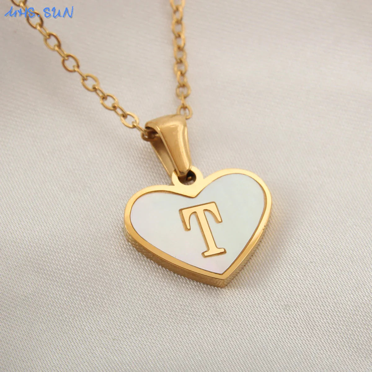 Heart Shell Initial Necklace
