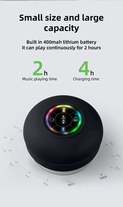 VIKEFON Portable Bluetooth Audio Ipx4 Waterproof Led Lights Bathroom Outdoor Large Suction Cup Can Be Adsorbed Wall Speaker