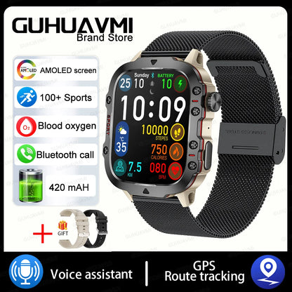 Rugged Outdoor Military Smartwatch for Men with GPS & Health Tracker