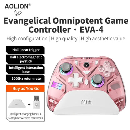 K10 RGB Wireless Gaming Controller with Charging Dock Hall Effect Joystick & Trigger for Nintendo Switch