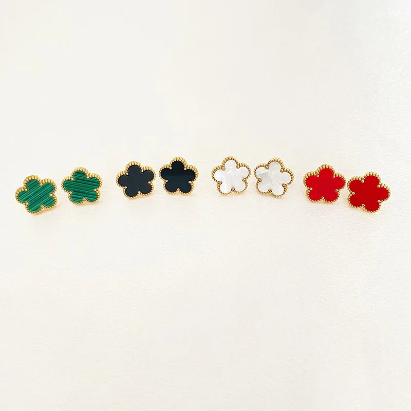 Stainless Steel Plum Blossom Necklace, Earrings & Bracelet Set