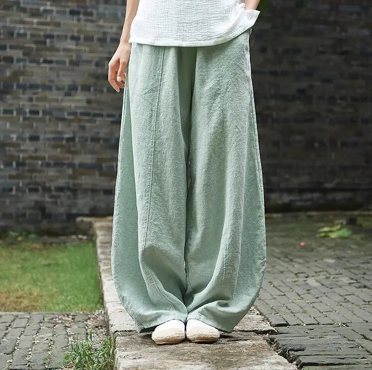 Women's Vintage Cotton Linen Wide Leg Bloomers