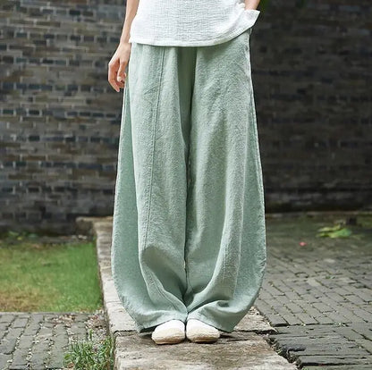Women's Vintage Cotton Linen Wide Leg Bloomers