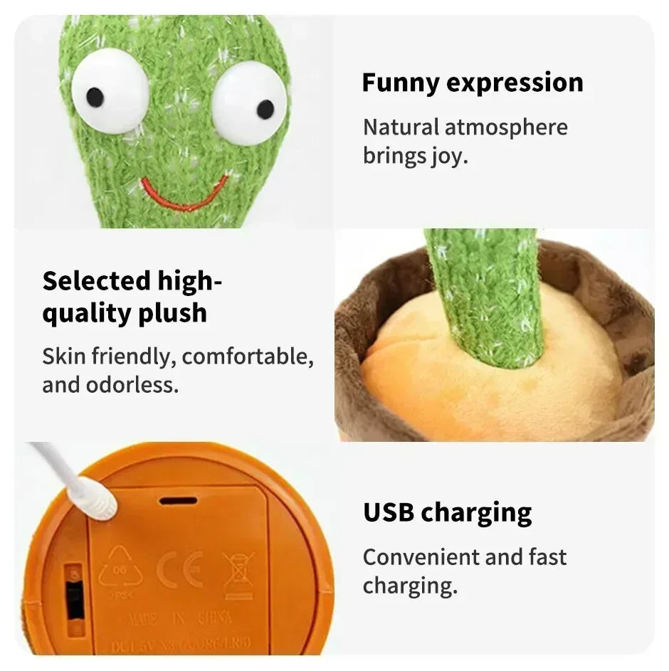1pc-Dancing Talking Cactus Toys For Baby Boys And Girls, Singing Mimicking Recording Repeating What You Say Sunny Cactus Up Plus