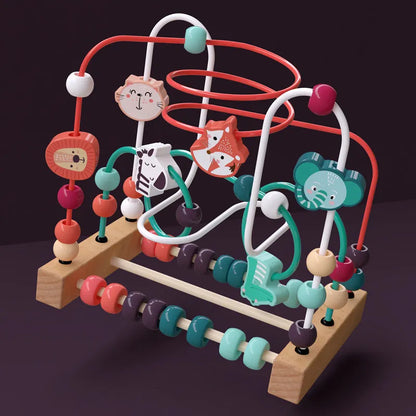 Montessori Wooden Roller Coaster Bead Maze for Toddlers
