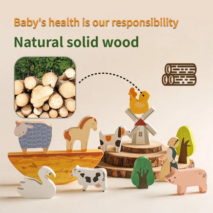 Wooden Farm Animal Montessori Set