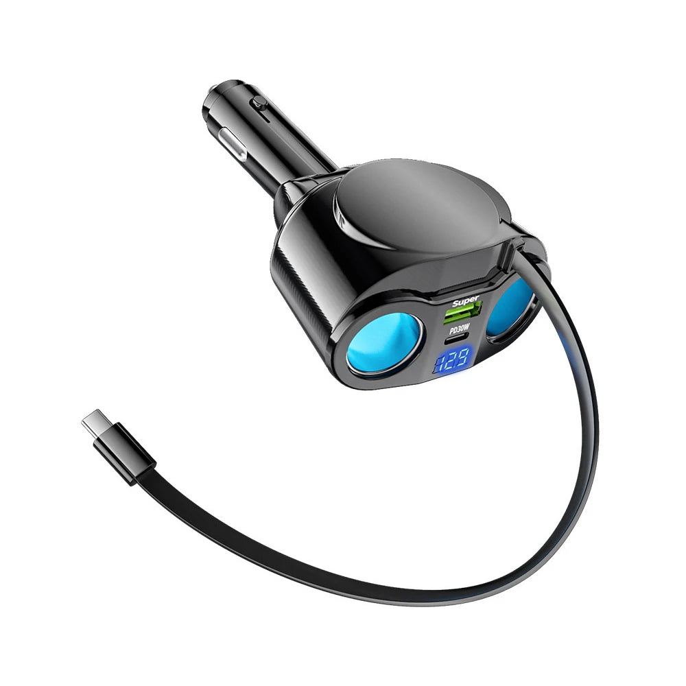 Car Cigarette Lighter Splitter Charger Dual USB QC 3.0 Quick Charge 12V Auto FM Transmitters Bluetooth Hands-free Call Sockets