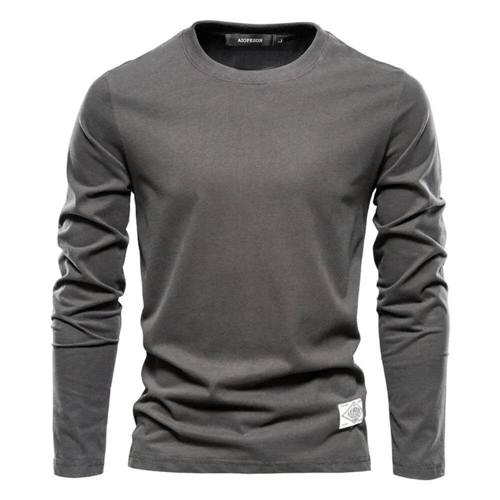 Men's Full Size Quarter Button Round Neck Long Sleeve T-Shirt Plus Size