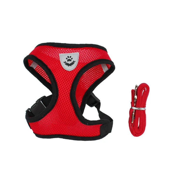 Cat Harness Vest Walking Lead Leash Collar Polyester - Adjustable  Pet Accessories