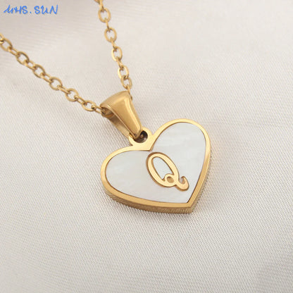 Heart Shell Initial Necklace