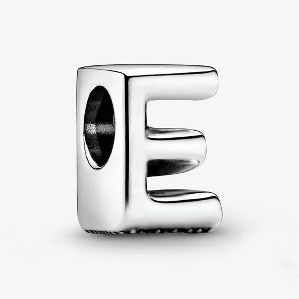 Authentic 925 Silver Plated 26 Letters A-Z Alphabet Bead Charm Fit Pan Bracelet Woman Handbag Holder
