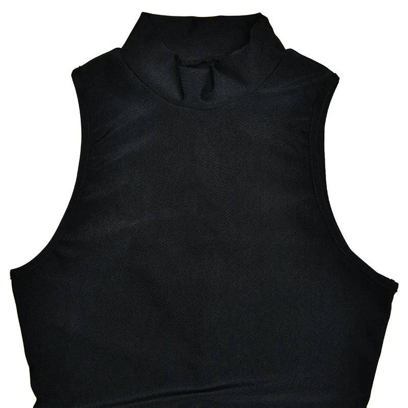Women's Sleeveless Turtleneck Bodycon Mini Dress – Elegant & Comfy