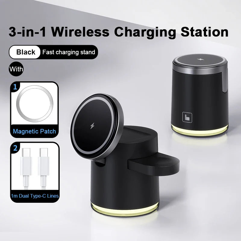 2025 3-in-1 Foldable Wireless Charger for iPhone, Watch & AirPods