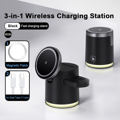 2025 3-in-1 Foldable Wireless Charger for iPhone, Watch & AirPods