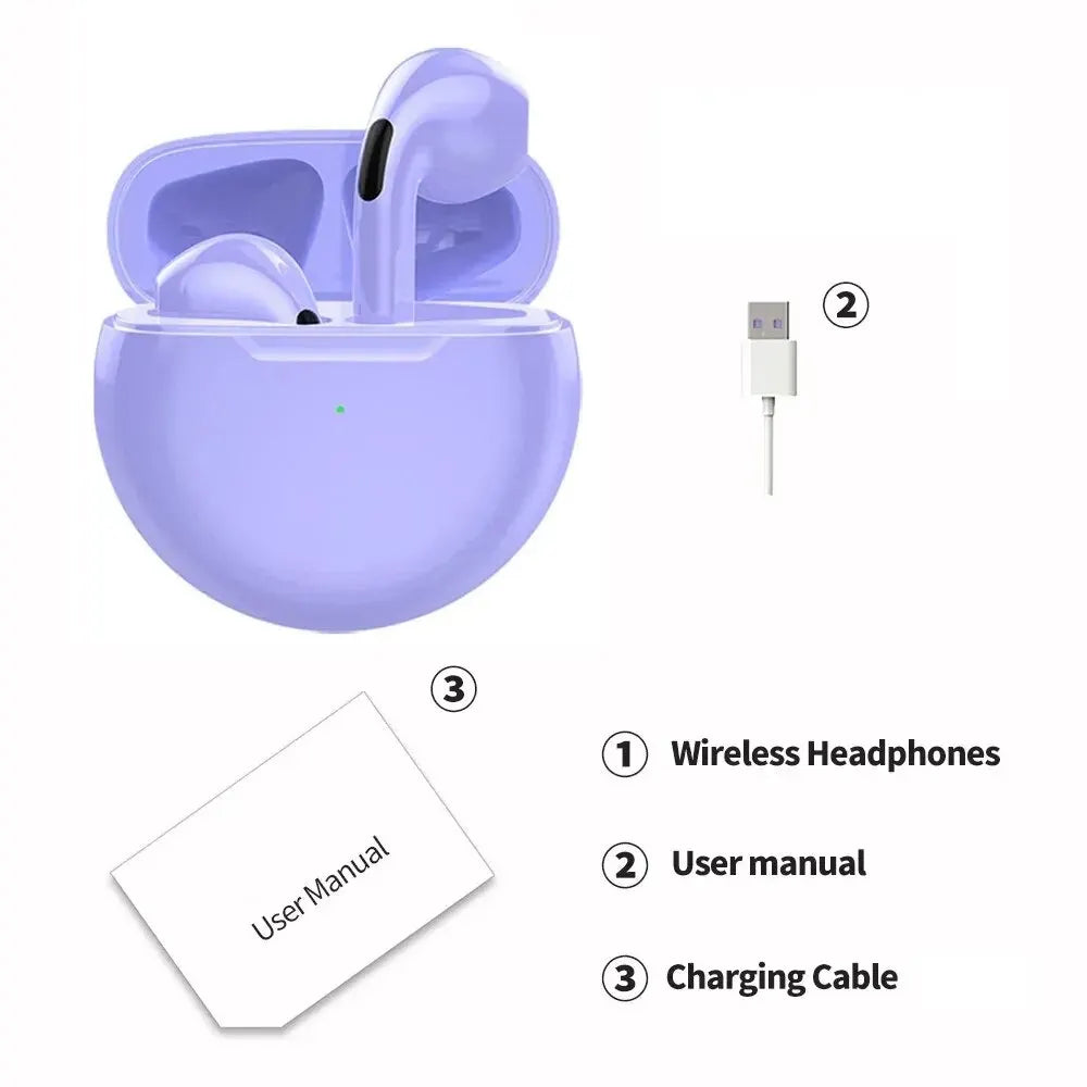 Air Pro 6 TWS Wireless Earbuds – Ultra-Lightweight Bluetooth 5.3 Headset with Mic & Charging Case