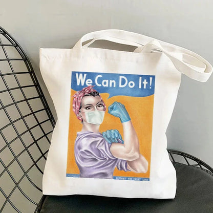 Nursing Essentials Women Shoulder Bag Harajuku Resuable Shopping Bags Lady Canvas Tote Handbag Eco Large Capacity Girls Handbags