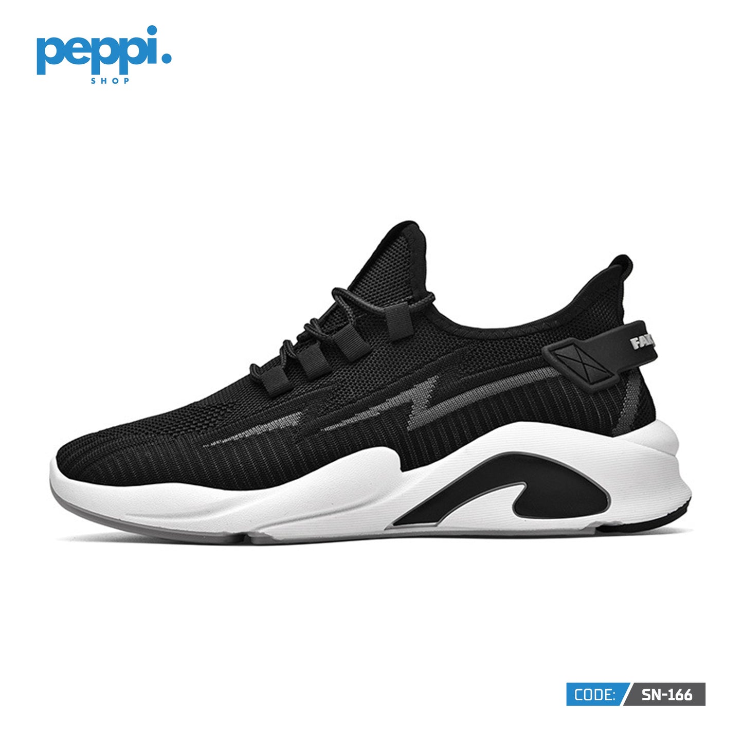 SN-166 - Black Mesh Breathable Fabric & Comfortable Sole Sports & running Shoes For Men
