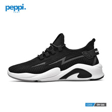 SN-166 - Black Mesh Breathable Fabric & Comfortable Sole Sports & running Shoes For Men