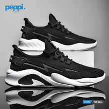 SN-166 - Black Mesh Breathable Fabric & Comfortable Sole Sports & running Shoes For Men