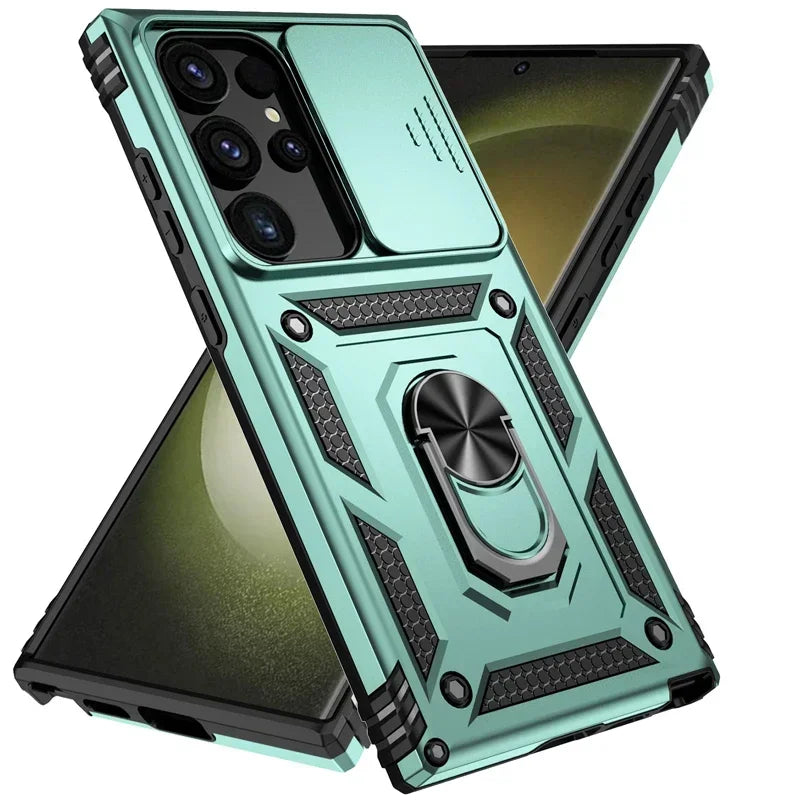 Military Grade Magnetic Holder Back Bumper Slide Lens Case for Samsung Galaxy S23 Series