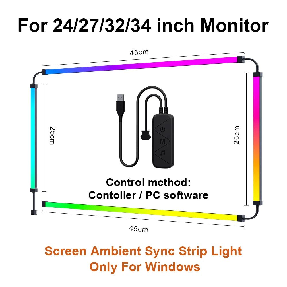 RGB Smart Ambient TV PC Display Sync LED Strip Light for Gaming