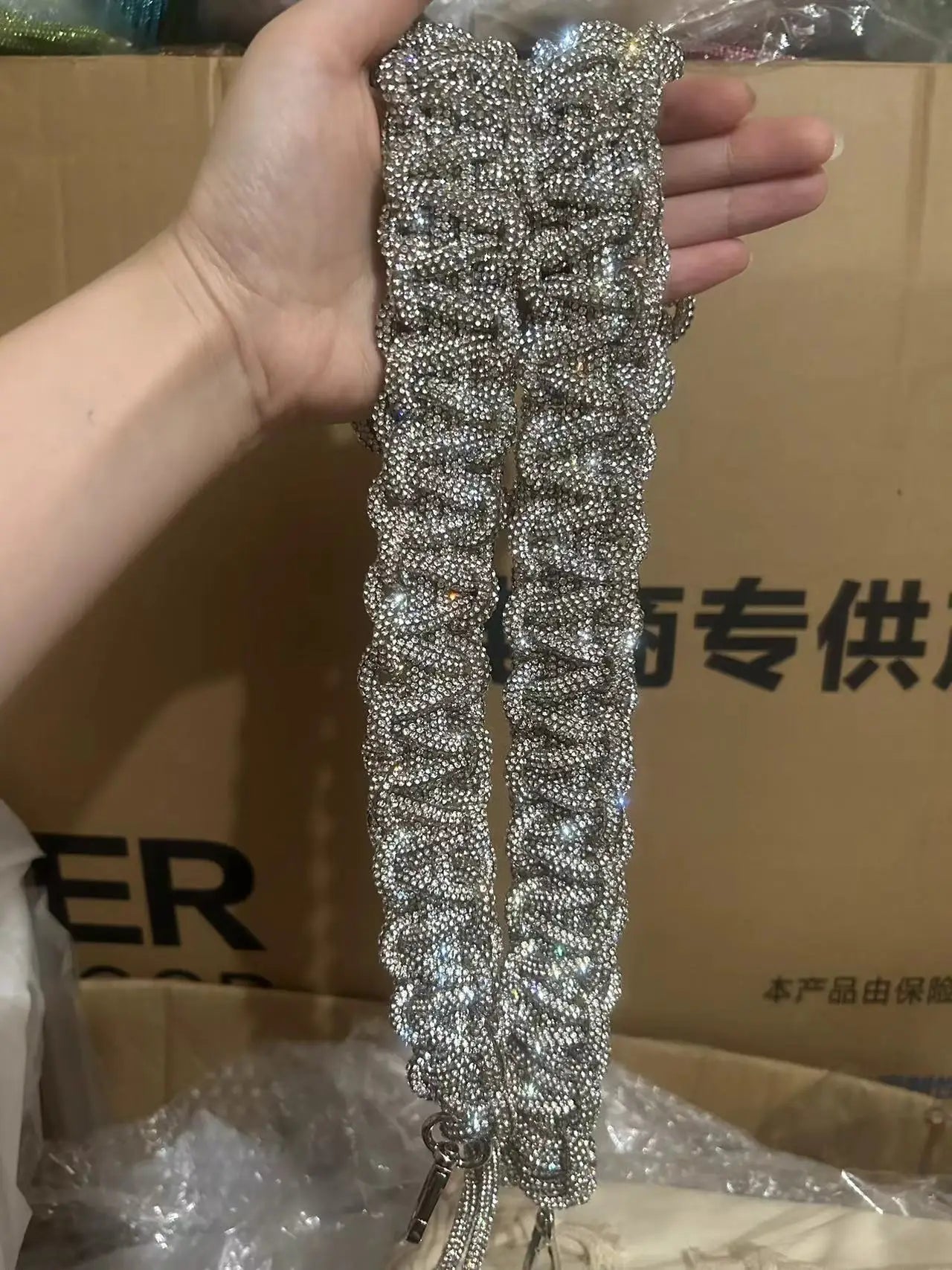 Crystal Rhinestones Diamond Woven Handmade Bag Strap For Handbag Purse Crossbody Shoulder Strap Glitter Belt Bag Accessories