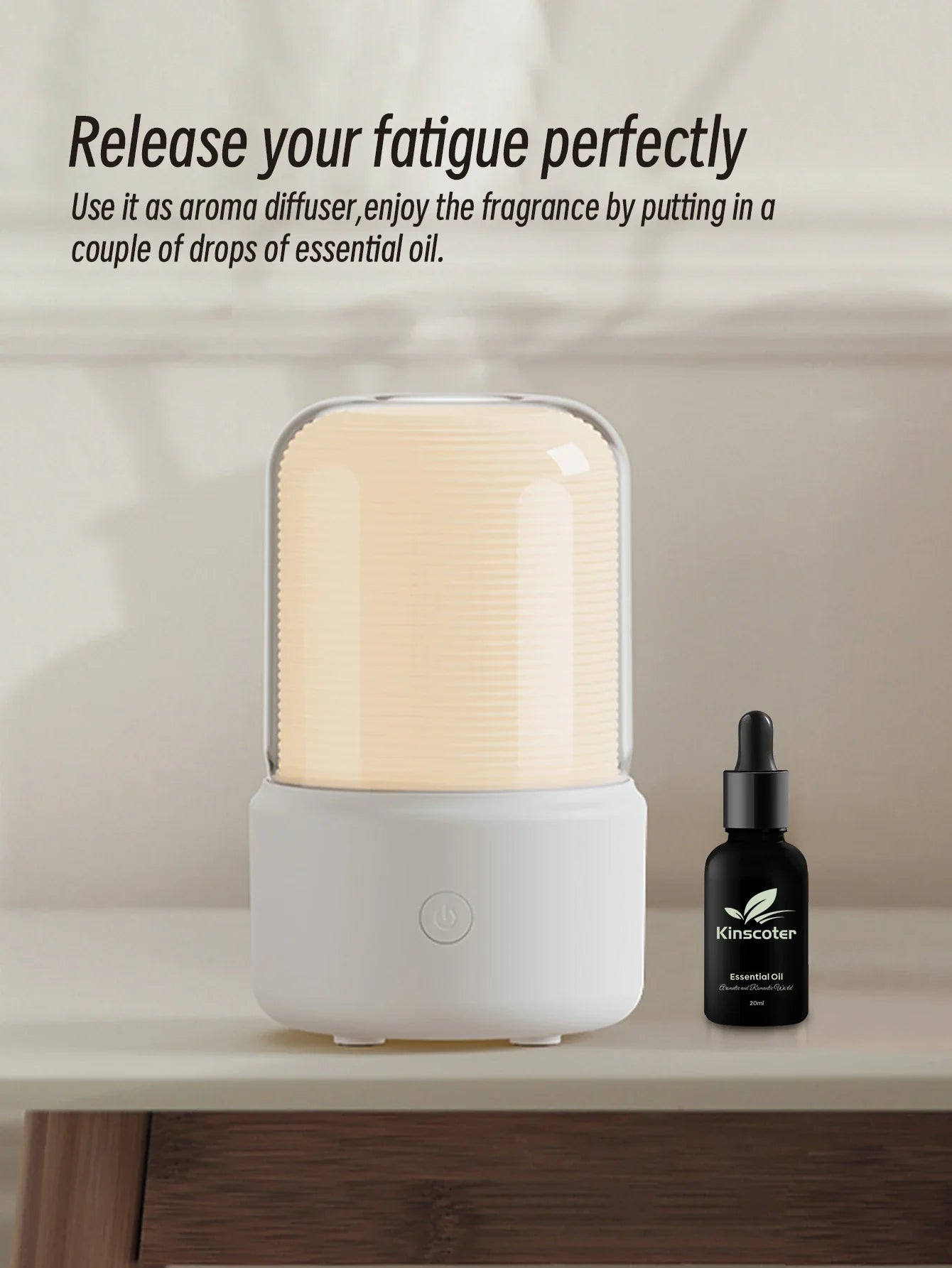 KINSCOTER Portable Mini Aroma Diffuser USB Air Humidifier Essential Oil Night Light Cold Mist Maker Sprayer for Home Gift