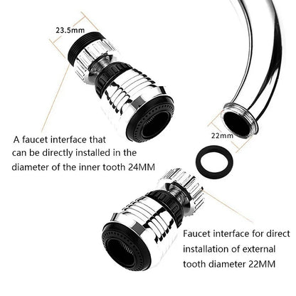 2 Mode Faucet Extender Nozzle Water Diffuser Tap Mixer Aerator Kitchen Attachment Adapter Frother Sprayer Saving Bubbler Filte