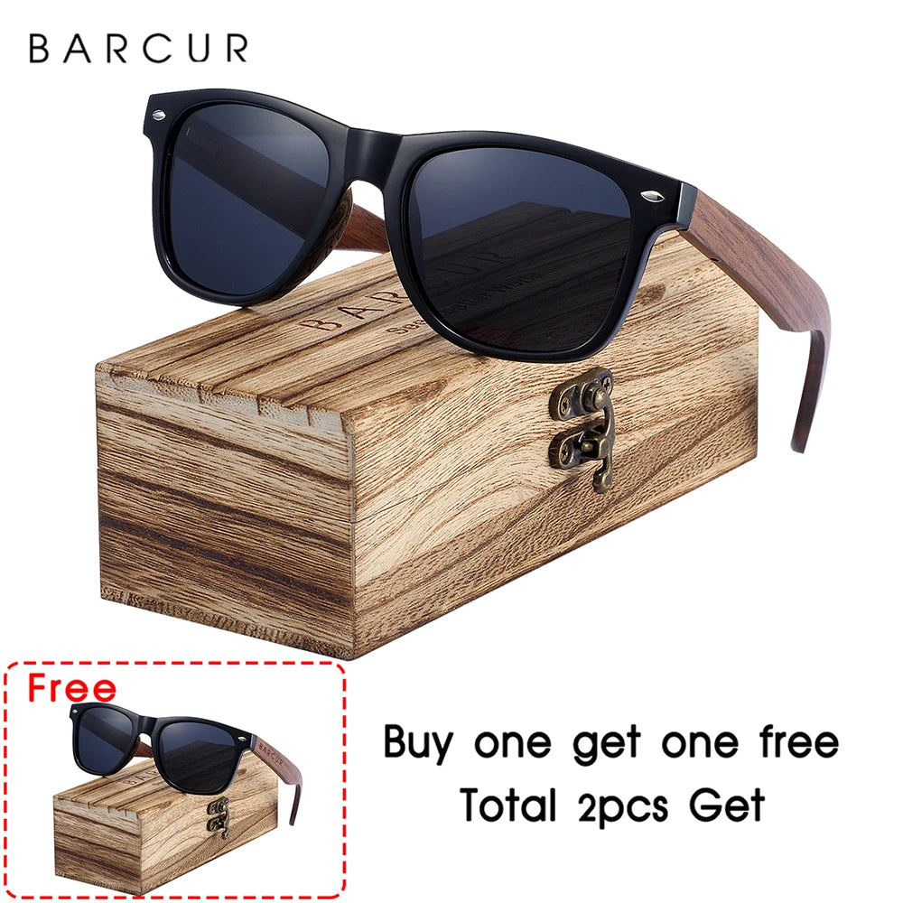 Polarized Black Walnut Wood Sunglasses for Men, UV400 Protection