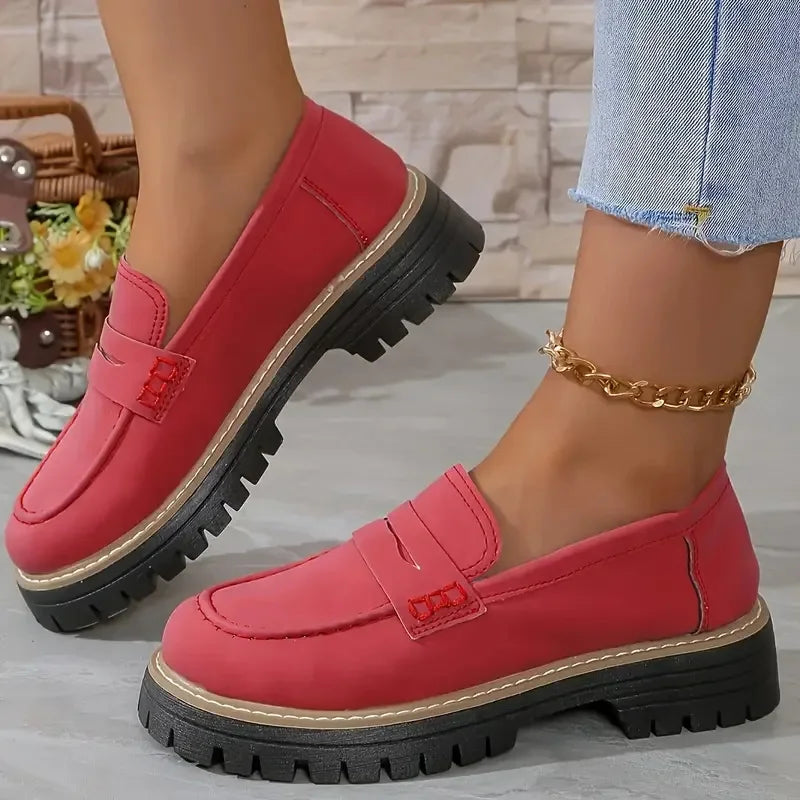 Round Toe Platform Loafers