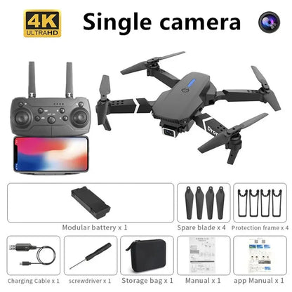 E88 Foldable RC Drone – 4K Wide-Angle HD Camera 1080P WiFi FPV Height Hold Quadrotor Helicopter