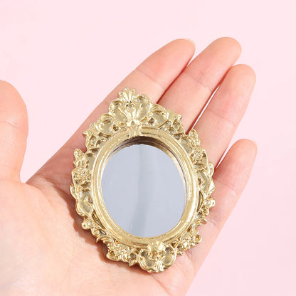 1pc 1/12 Dollhouse Miniature Frame Accessories Furniture Miniature Mirror Wall Room Mirror Mini Classical Doll House Mirrors