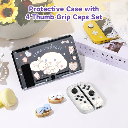Big Eared Dog Switch Case Compatible with Nintendo Switch OLED / Switch NS,with 4 Cloud Joystick Caps