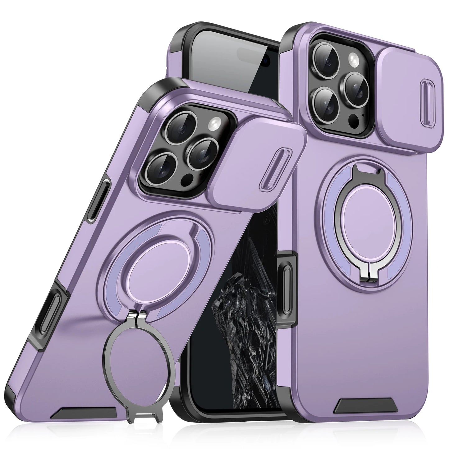 Luxury Camera Protector Push Window Shockproof Armor Strong Protection Car Mount Stand Phone Case For Iphone 16 Pro Max