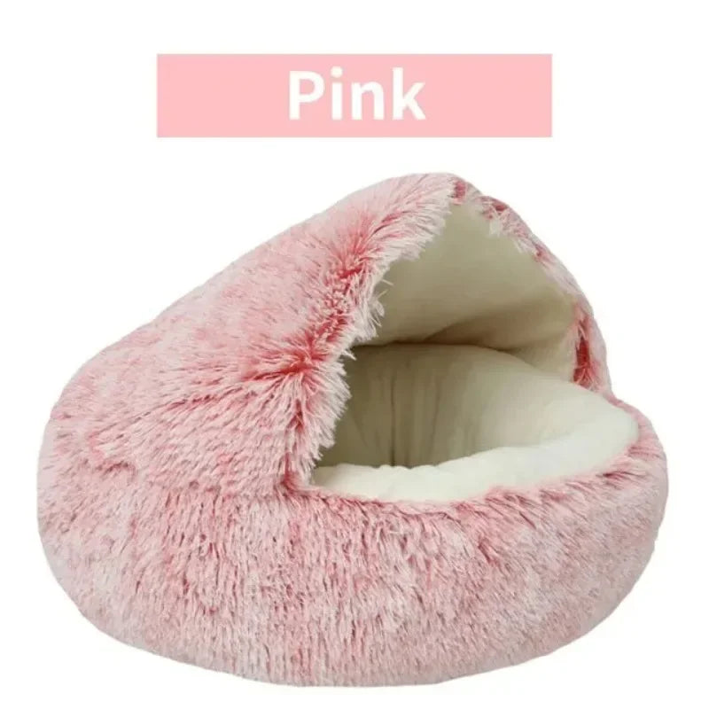 Soft Plush Round Cat Bed Pet Mattress Warm Comfortable Basket Cat Dog 2 in 1 Sleeping Bag Nest for Small Dogs