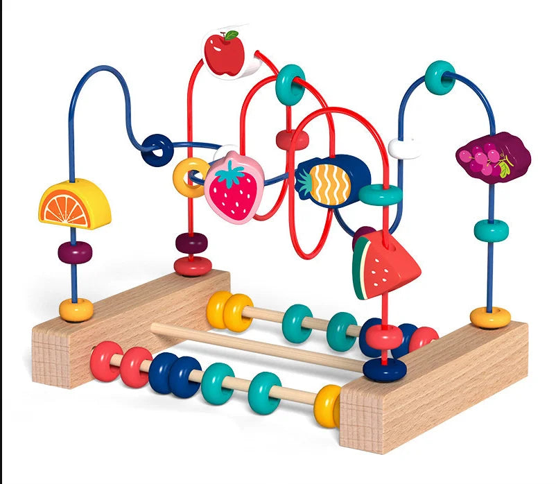 Montessori Wooden Roller Coaster Bead Maze for Toddlers