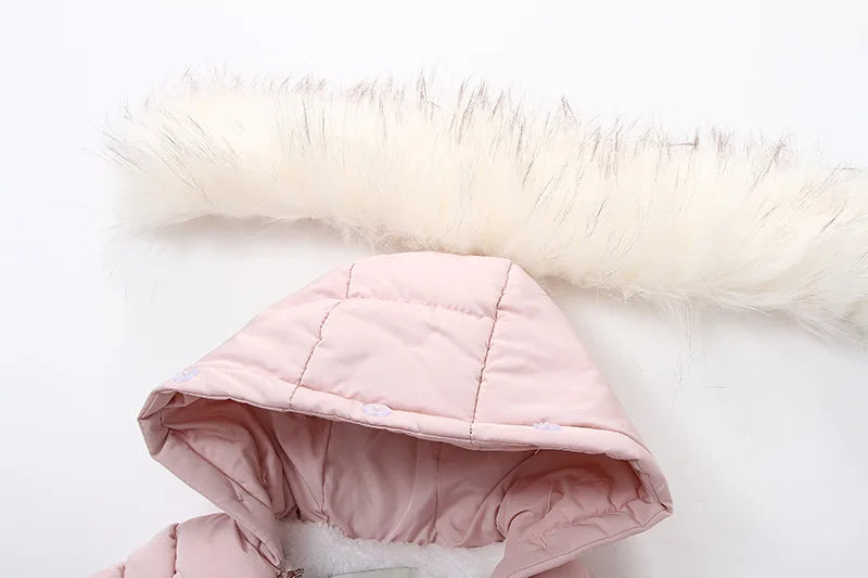 Winter Baby Down Jumpsuit – Wool Hooded, Snowproof & Warm