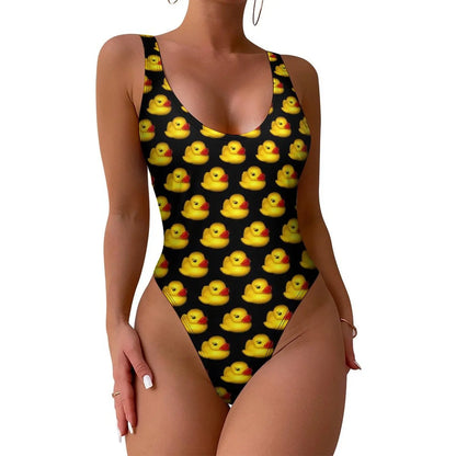 All Black one piece swimsuit for Women - high waist low back  - Beach Resort Wear Slimming, flattering, classy design