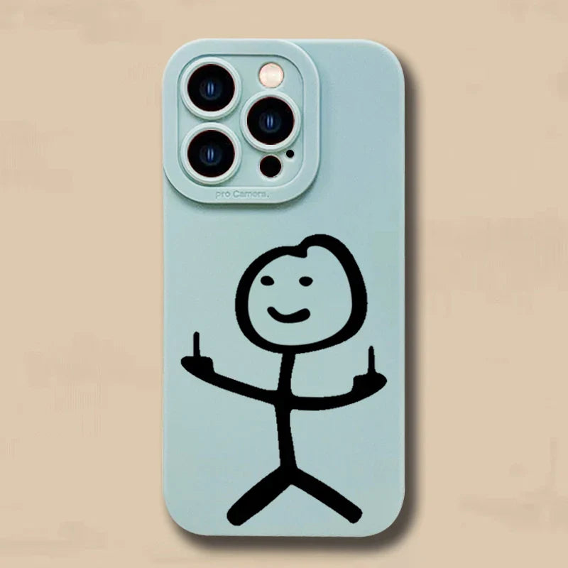 Cute Cartoon Matchman Matte Silicone Phone Case For iPhone 16 11 12 13 14 15 Pro Max XR XS X 7 8 Plus SE 2020 Soft Back Cover