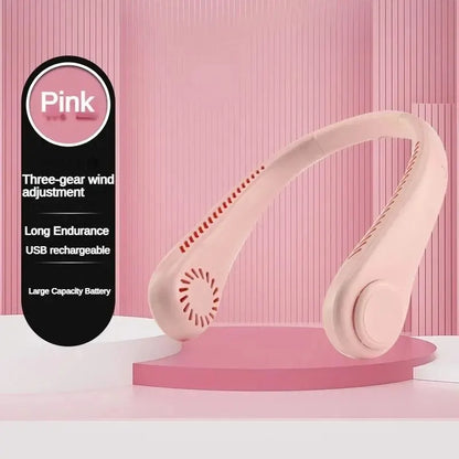 New Mini Neck Fan – Portable Bladeless Hanging Neck Fan | 3-Speed Rechargeable Air Cooler for Summer Sports