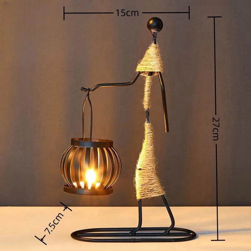 Nordic Metal Candlestick Abstract Character Sculpture Candle Holder Decors Handmade