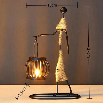 Nordic Metal Candlestick Abstract Character Sculpture Candle Holder Decors Handmade