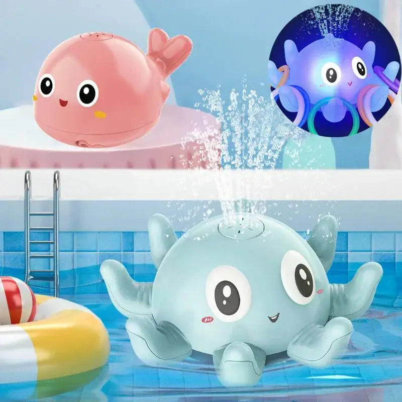 Electric Whale Bath Toy with LED Lights & Music: Spray Water Ball for Kids’ Bathtub Fun