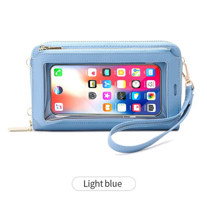 Xajzpa RFID Blocking Touch Screen Mobile Phone Bag, Functional Crossbody Long Wallet, Women's Mini Coin Purse