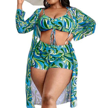 2025 New Plus Big Size Swimwear for Women Swimsuit Large Bathing Suits Three-Piece Push Up Bikini Set Sexy Lady Separate Stylish