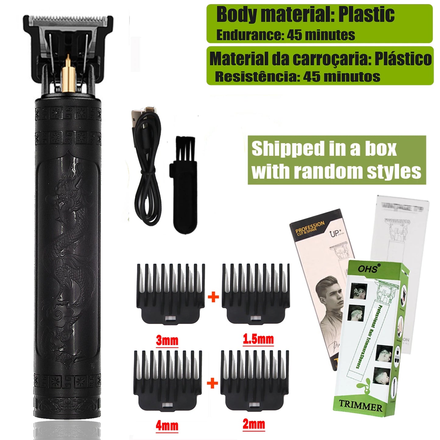 Vintage T9 Electric Hair Cutting Machine Hair Clipper Professional Men Shaver Rechargeable Barber Trimmer for Men Dragon Buddha
