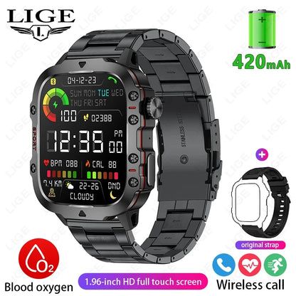 Rugged Outdoor Military Smartwatch for Men with GPS & Health Tracker